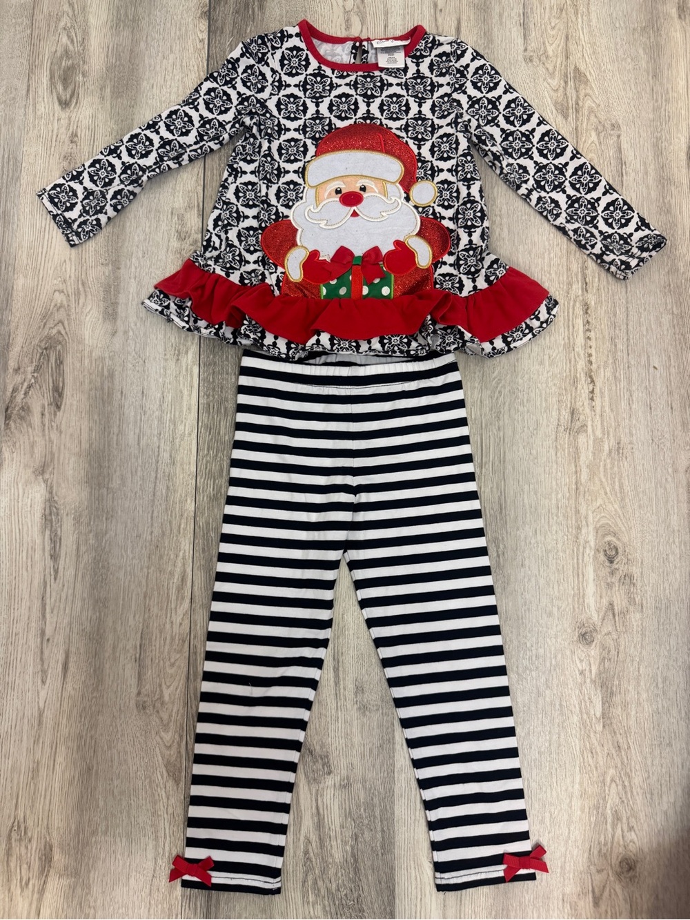 Emily Rose Red & Black Santa Peplum Pajama Set